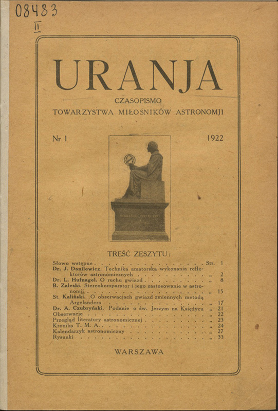 Pierwszy oficjalny numer „Uranii” ŹRÓDŁO: www.urania.edu.pl