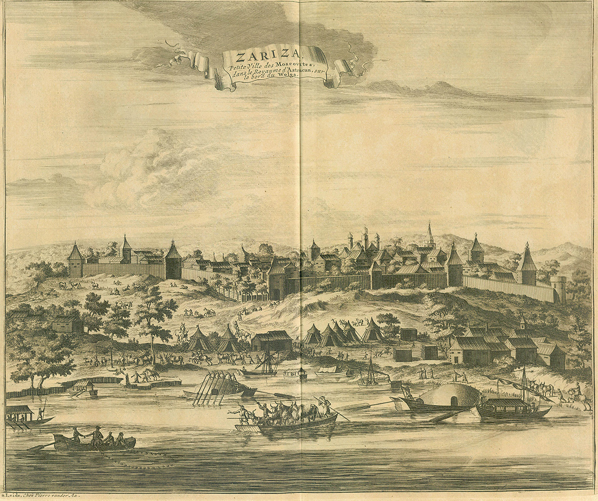 Russia. Tsaritsyn. A drawing from Adam Olearius' Journey through Muscovy in the 1630s (Ed. 1719), Wikimedia Commons, domena publiczna